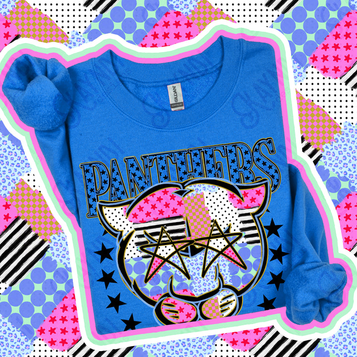 Panthers 3 Patchwork Varsity Stars mascot DTF transfer