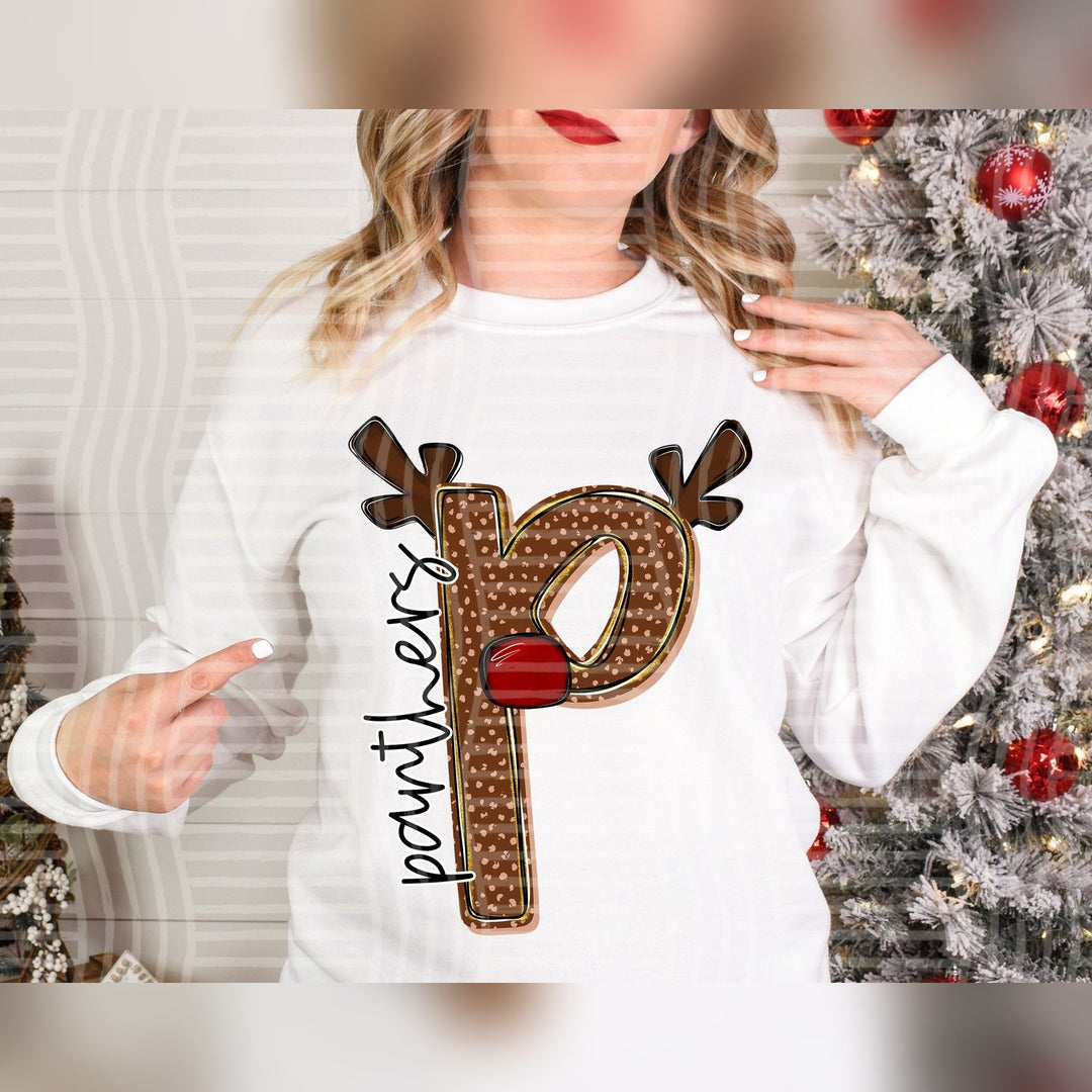 Panthers Deer Antler Initial Mascots DTF transfer