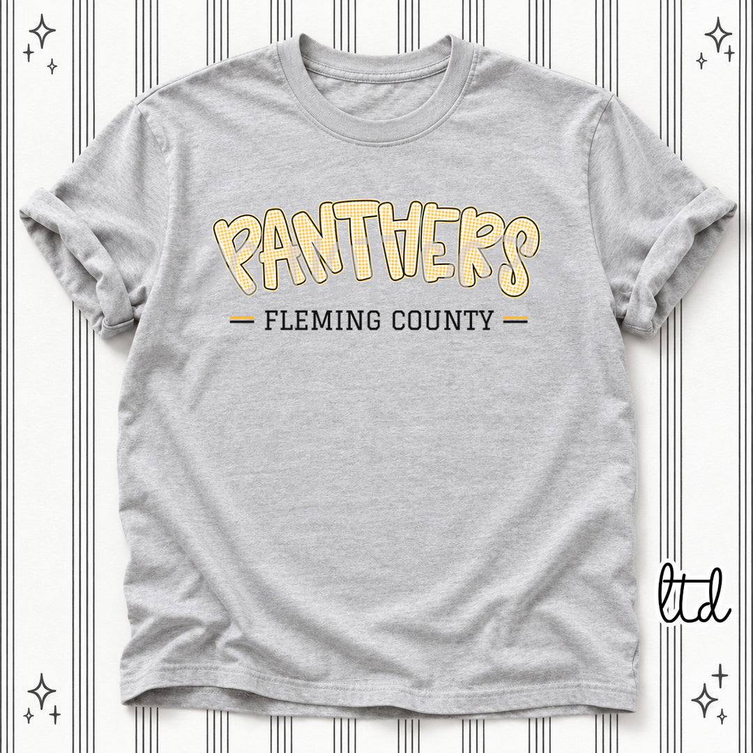 Panthers Fleming County Black Yellow Gold Gingham School Spirit DTF transfer