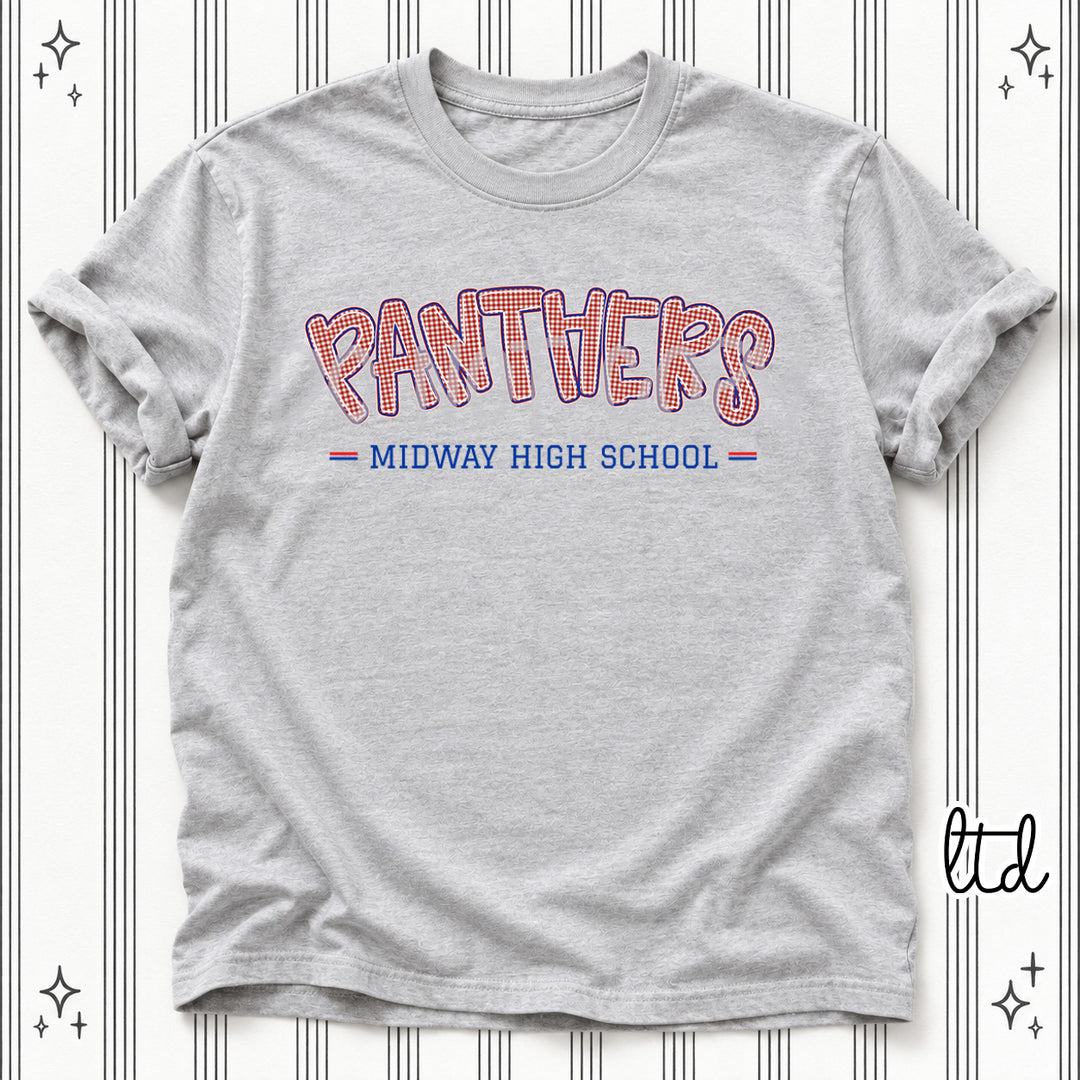 Panthers Midway High School Red Royal Gingham School Spirit DTF transfer