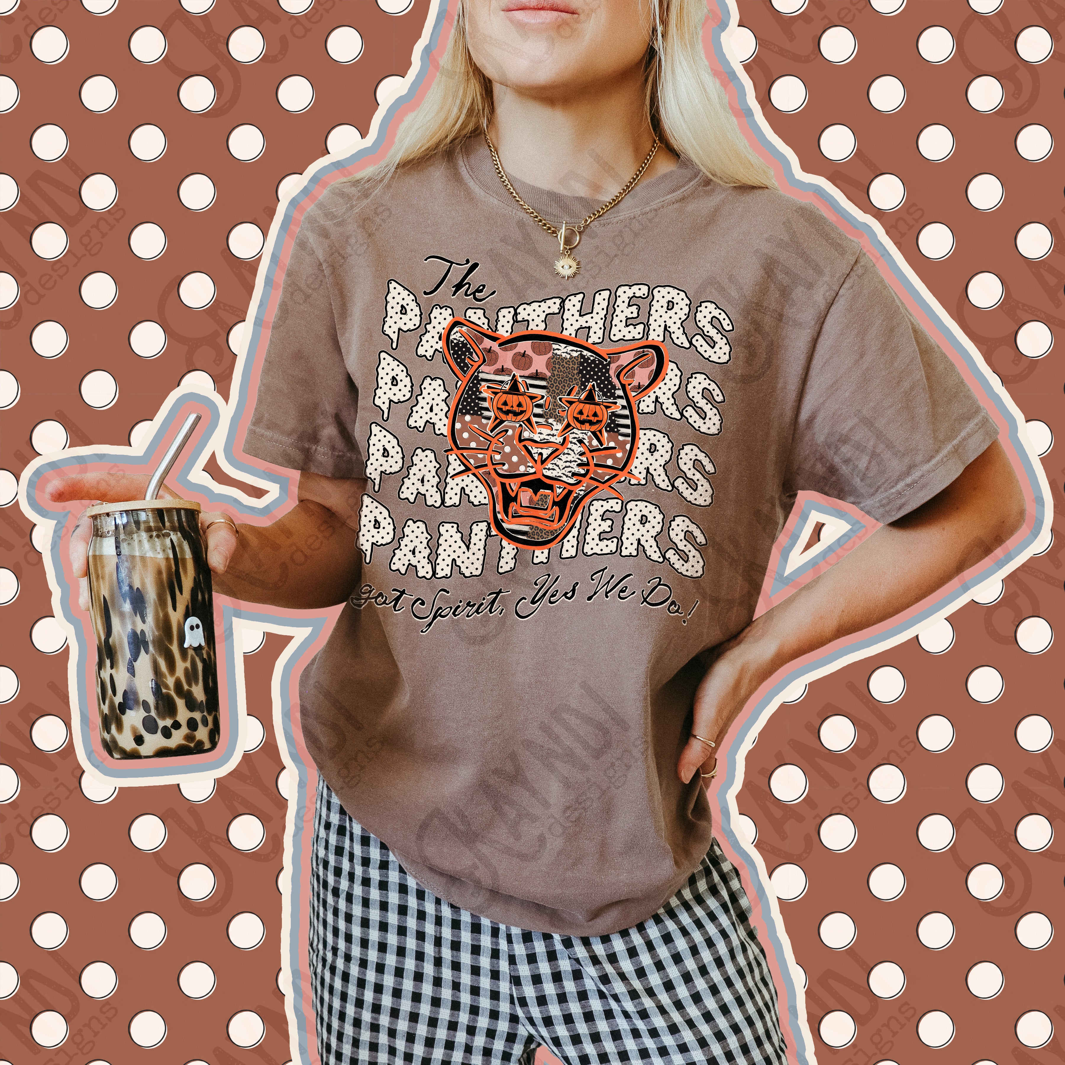 Patchwork Pumpkin Spirit Mascots Panthers design