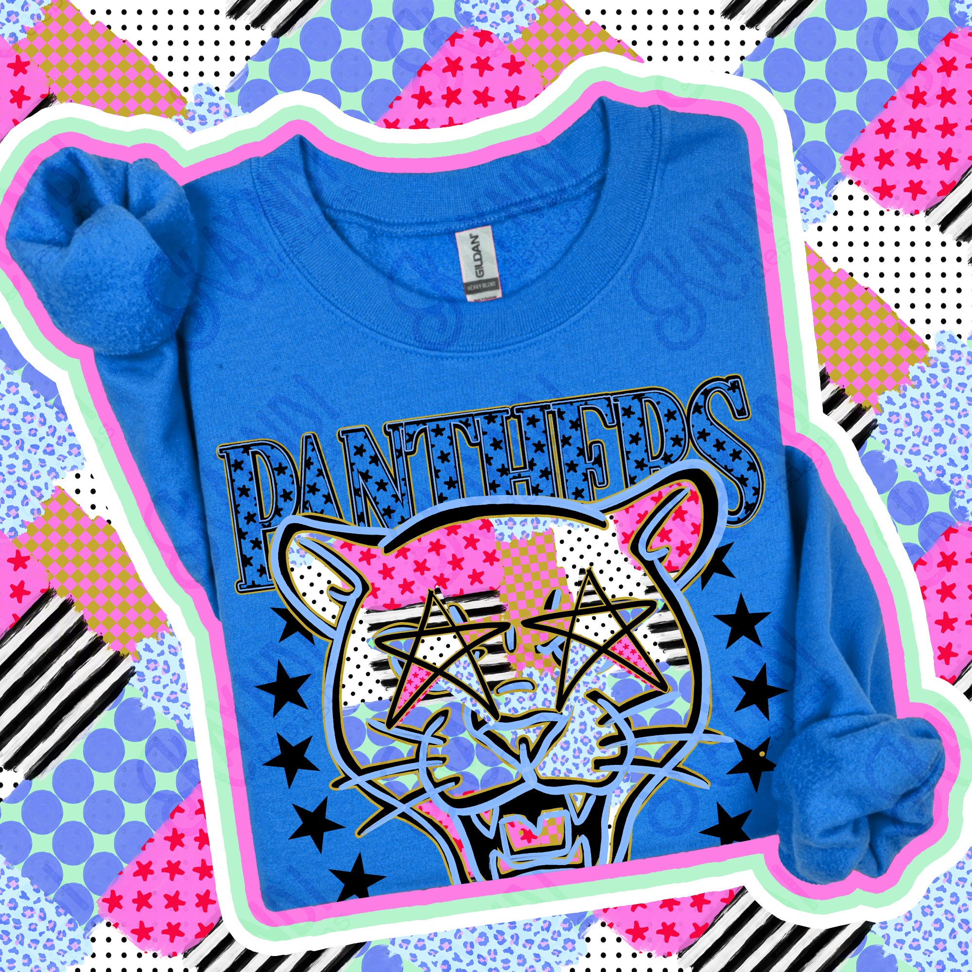Patchwork Varsity Stars Mascots Panthers design