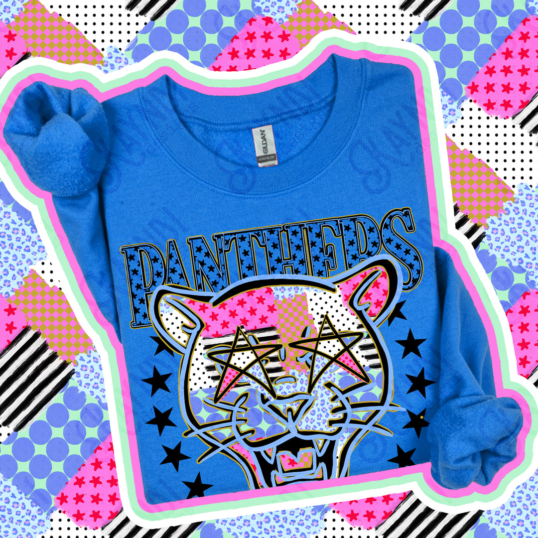 Panthers Patchwork Varsity Stars mascot DTF transfer