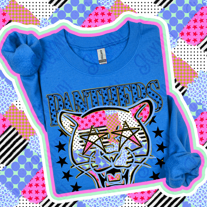 Panthers Patchwork Varsity Stars mascot DTF transfer