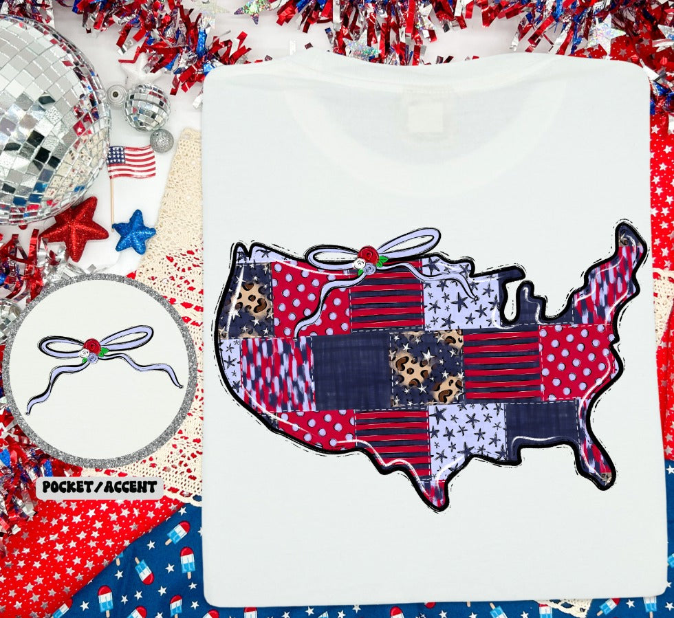 Patchwork USA DTF transfer design – image 1