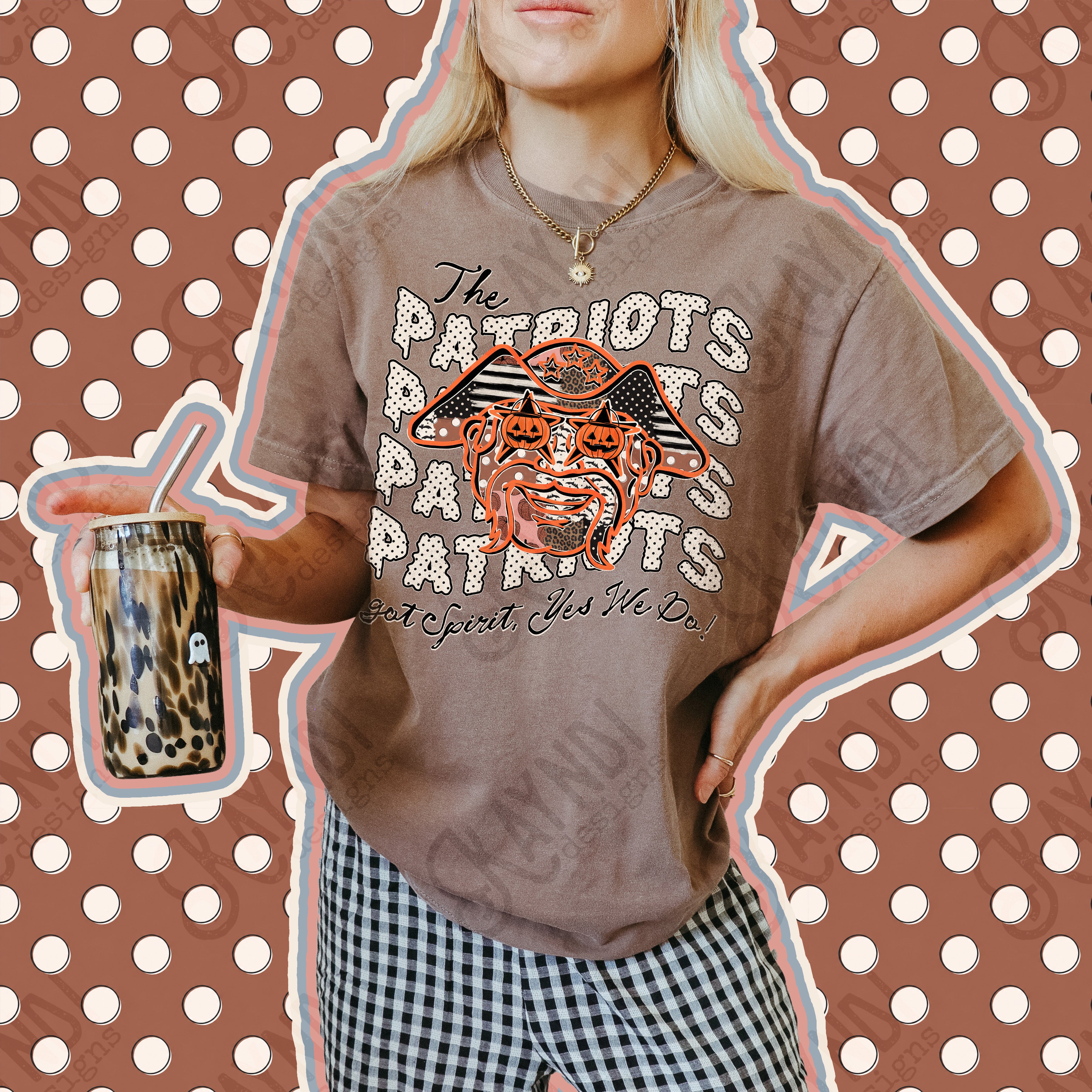 Patchwork Pumpkin Spirit Mascots Patriots 2 design