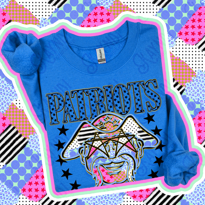 Patriots 2 Patchwork Varsity Stars mascot DTF transfer