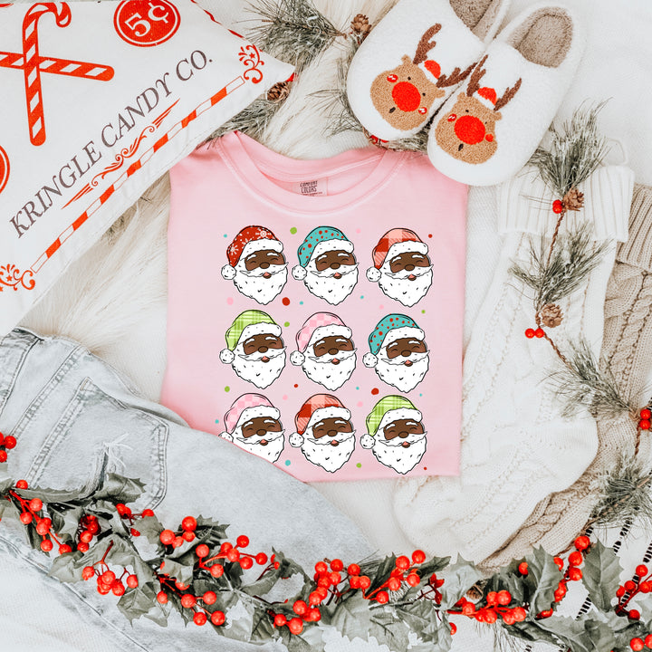 Patterned Santa Grid (Dark Skin Tone) DTF transfer – mockup