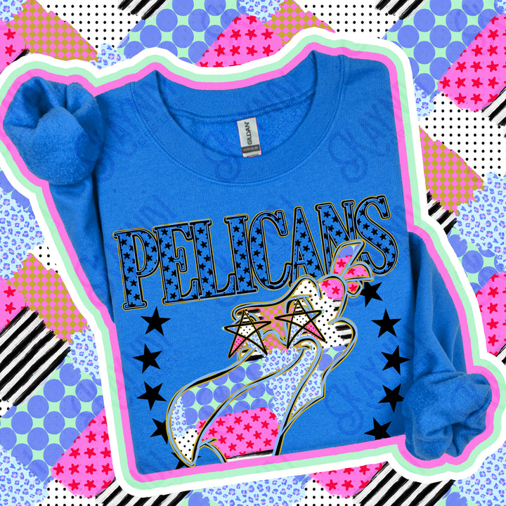 Pelicans Patchwork Varsity Stars mascot DTF transfer