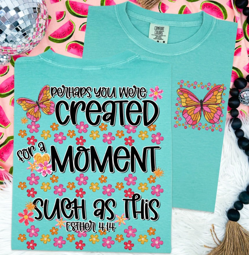 PERHAPS YOU WERE CREATED FOR A MOMENT SUCH AS THIS FRONT + BACK