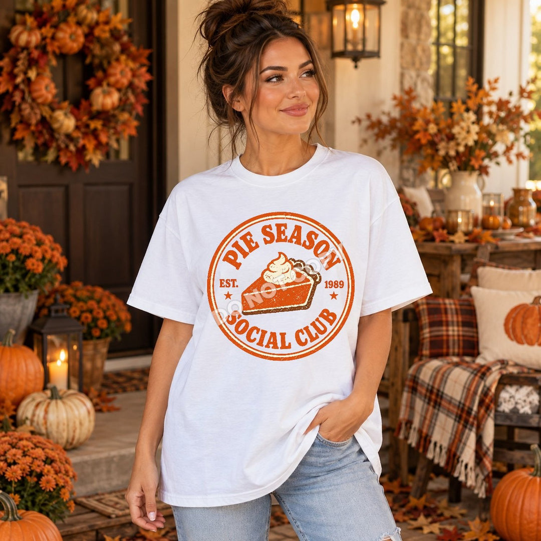 Pie Season Social Club Thanksgiving DTF transfer mockup