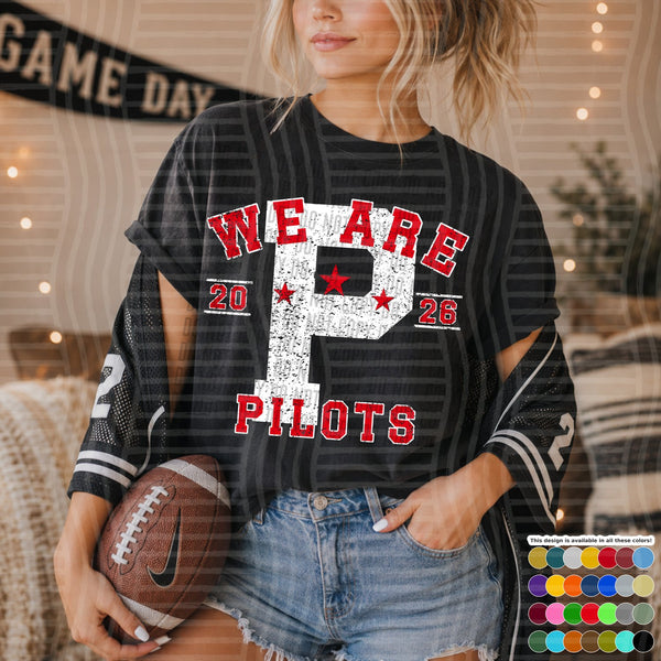 Varsity Initials White Outline Mascots Pilots design