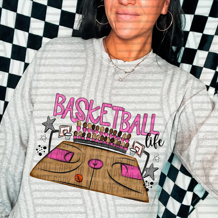 Pink Basketball Life DTF transfer