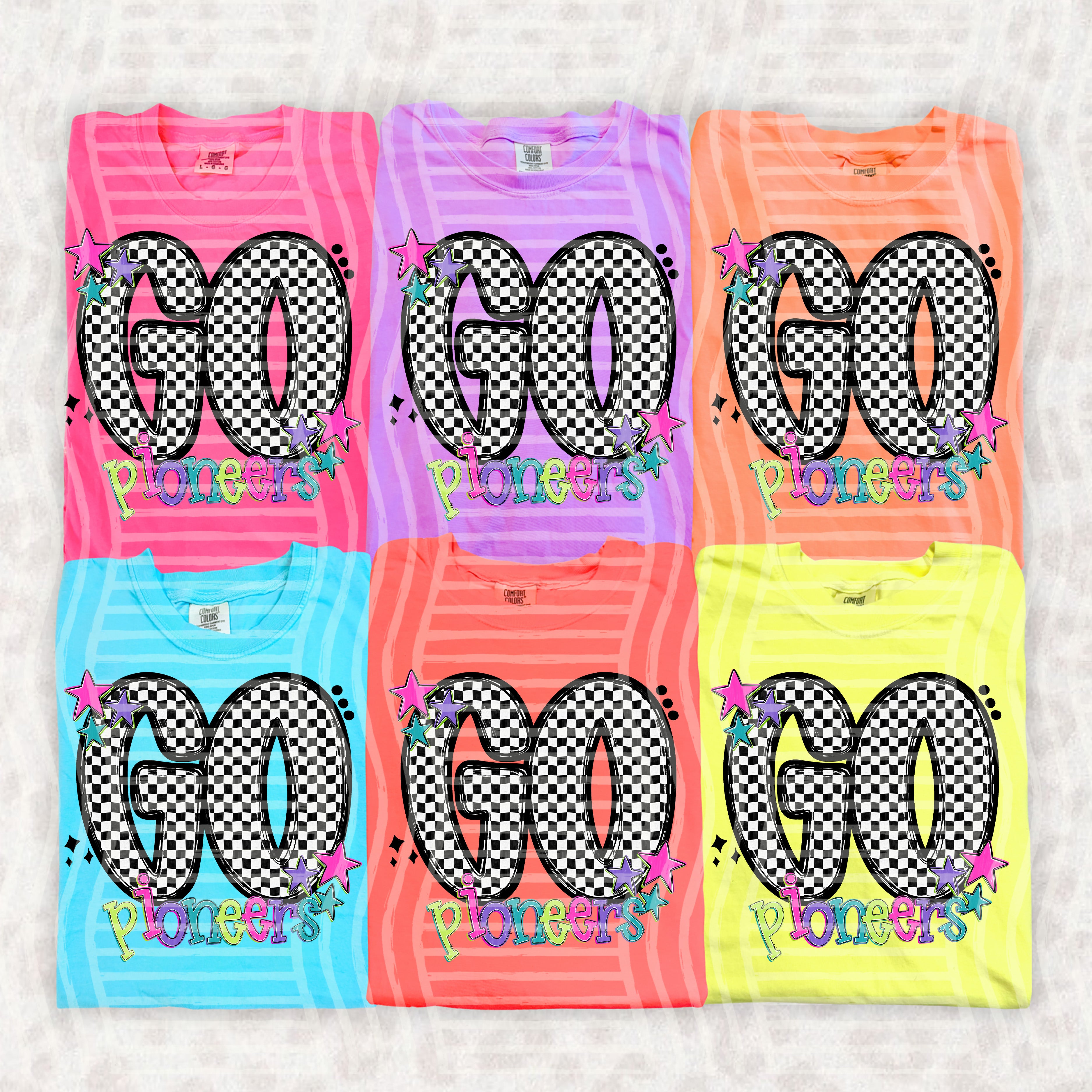 Go Checker Neons Mascots Pioneers design
