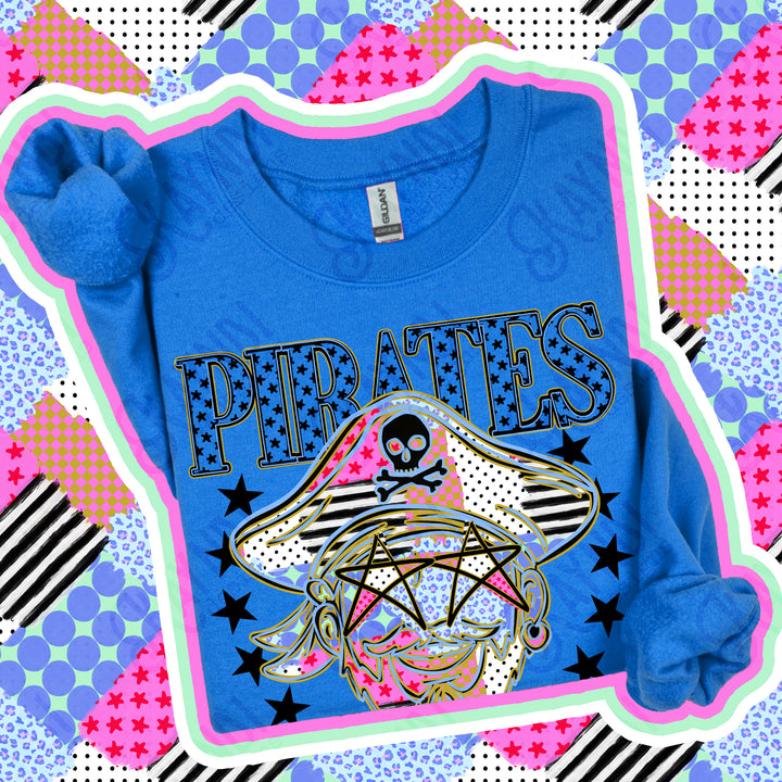Pirates 2 Patchwork Varsity Stars mascot DTF transfer