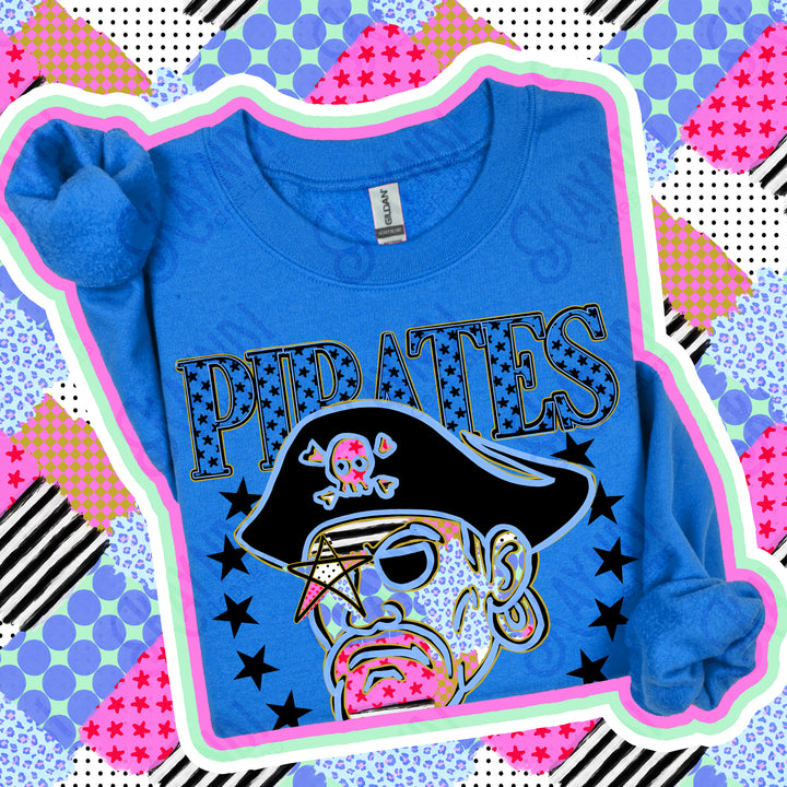Pirates Patchwork Varsity Stars mascot DTF transfer