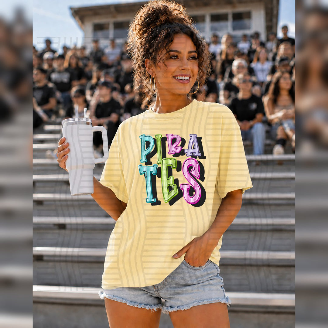 Pirates Seersucker Chic Jumbled Mascots DTF transfer