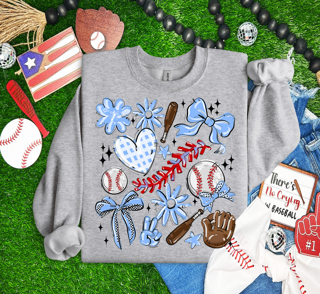 PLAY BALL COLLAGE BASEBALL COLUMBIA BLUE