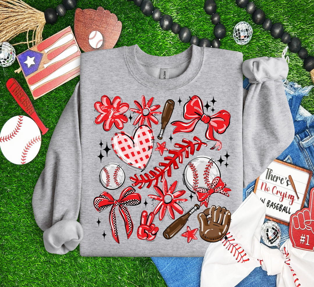 PLAY BALL COLLAGE BASEBALL RED