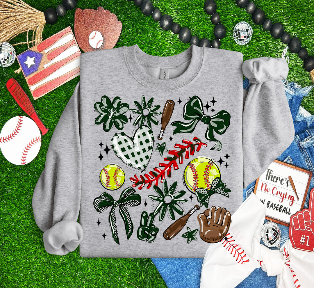 PLAY BALL COLLAGE SOFTBALL DARK GREEN