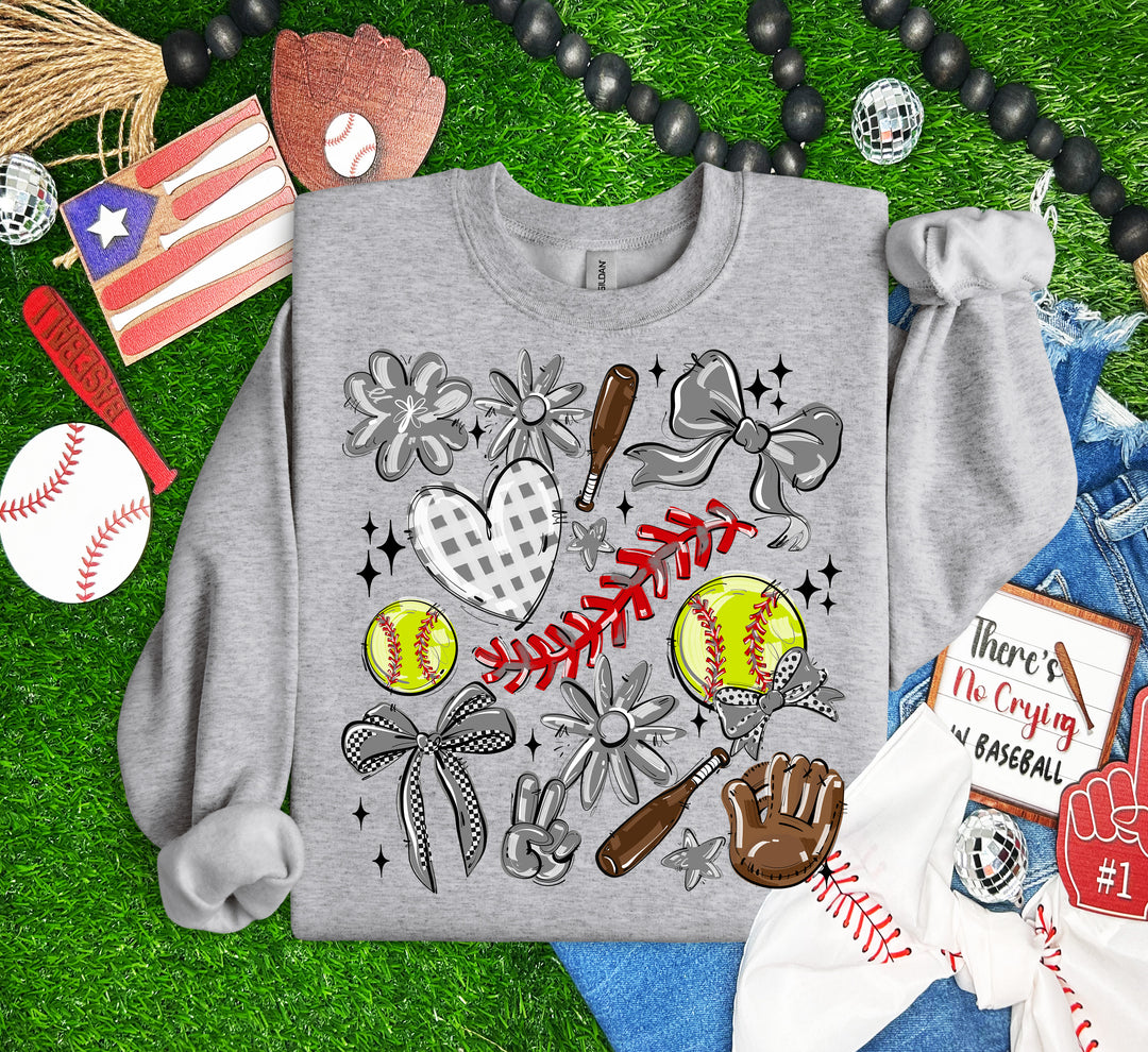 PLAY BALL COLLAGE SOFTBALL GRAY