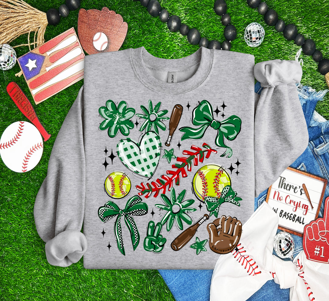 PLAY BALL COLLAGE SOFTBALL GREEN