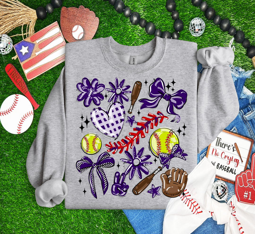 PLAY BALL COLLAGE SOFTBALL PURPLE