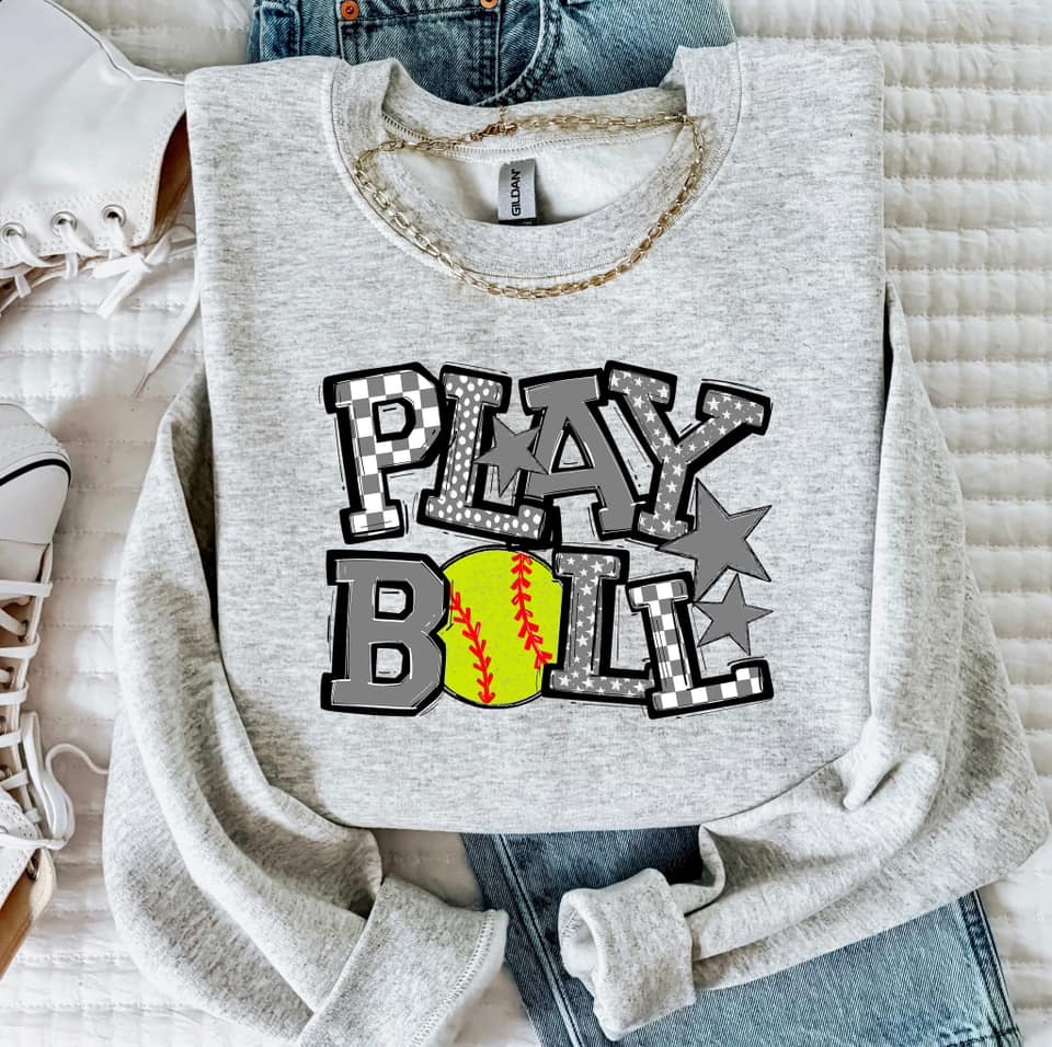 PLAY BALL GRAY SOFTBALL