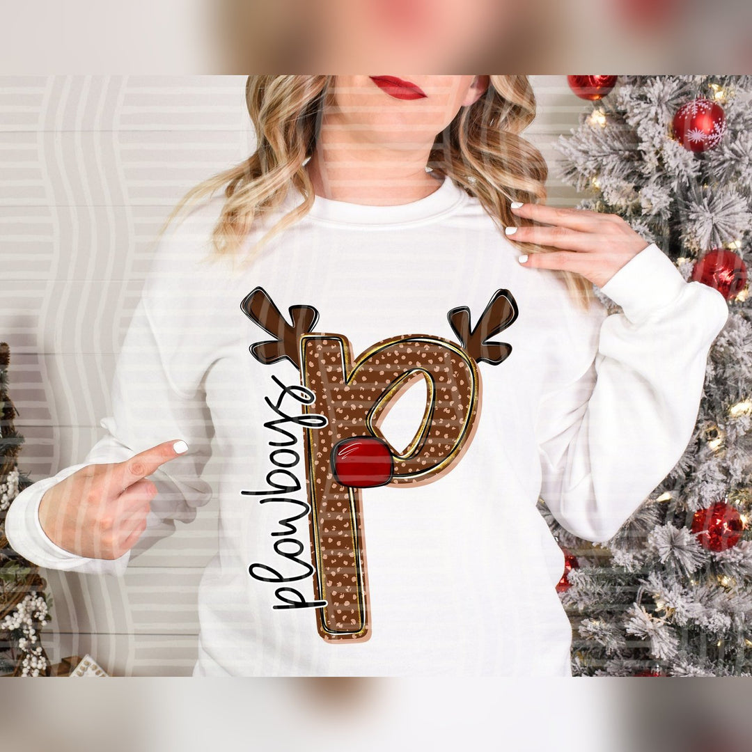 Plowboys Deer Antler Initial Mascots DTF transfer