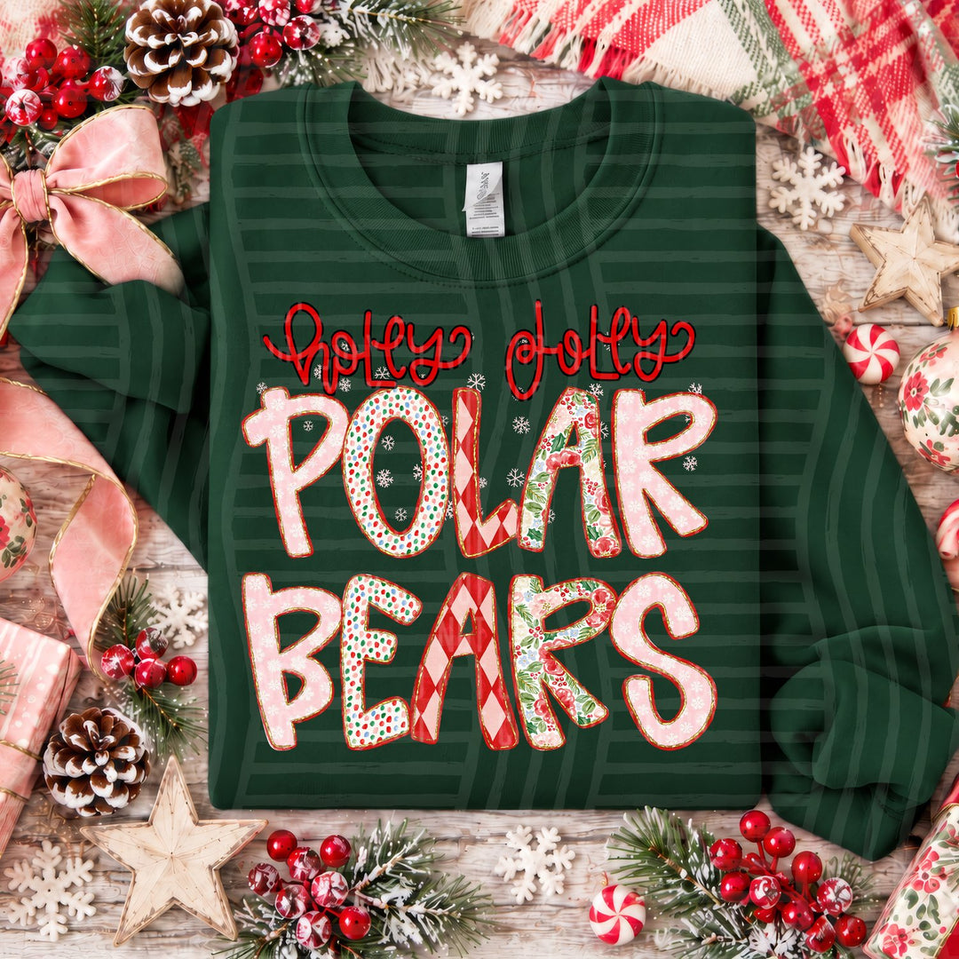 Polar Bears Holly Jolly Confetti Mascots DTF transfer