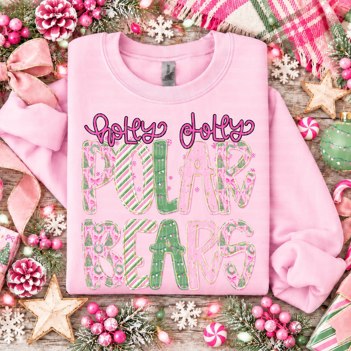Polar Bears Holly Jolly Mistletoe Magic Mascots DTF transfer