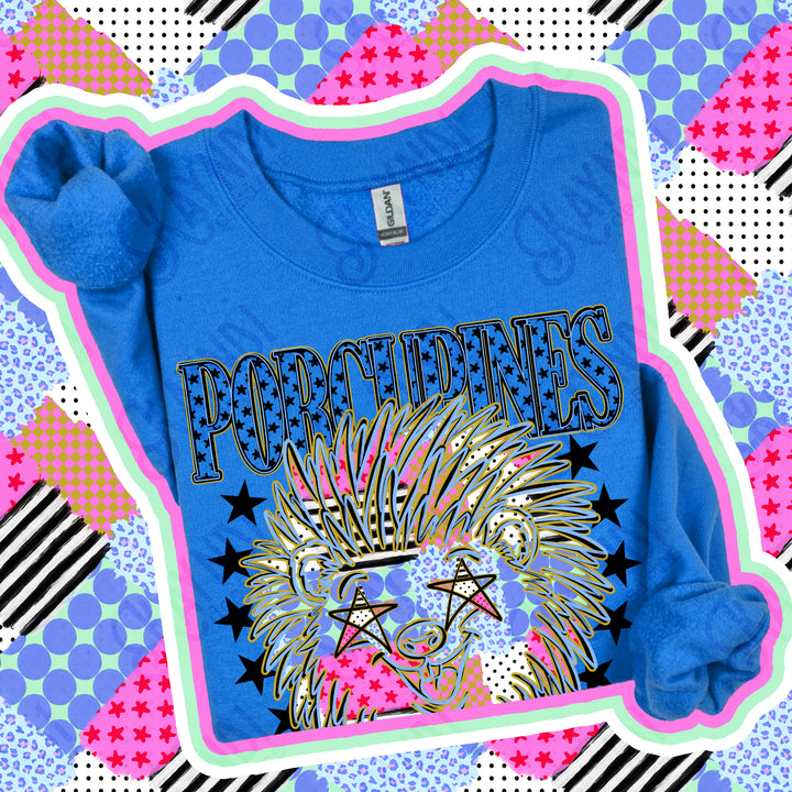 Porcupines Patchwork Varsity Stars mascot DTF transfer