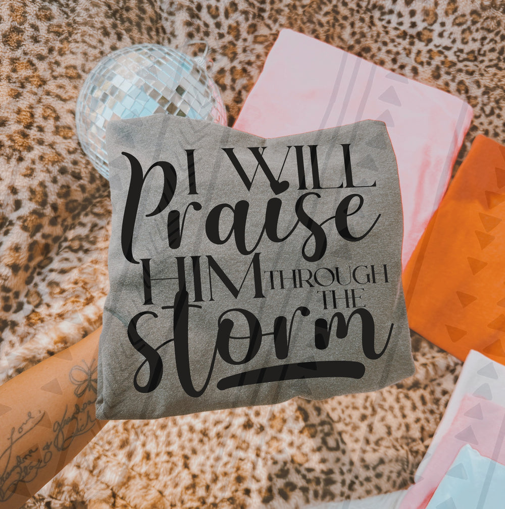 Praise Him Black DTF transfer design – image 1