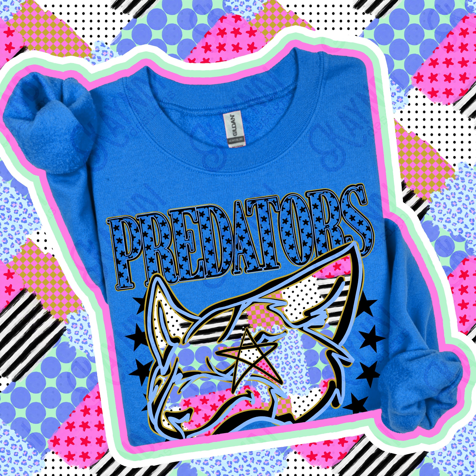Patchwork Varsity Stars Mascots Predators design