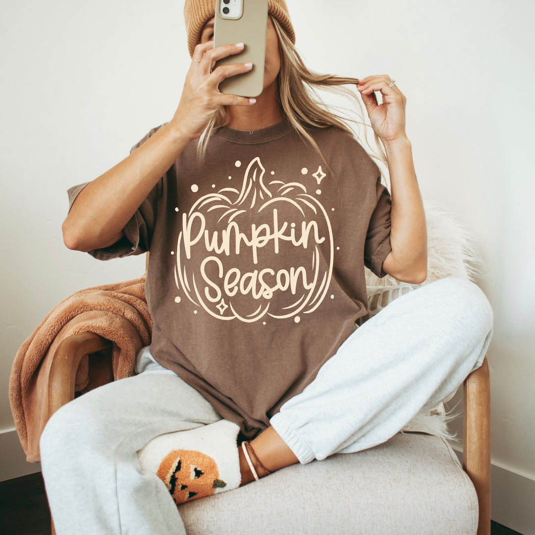 PUMPKIN SEASON SINGLE COLOR CREAM fall DTF transfer design