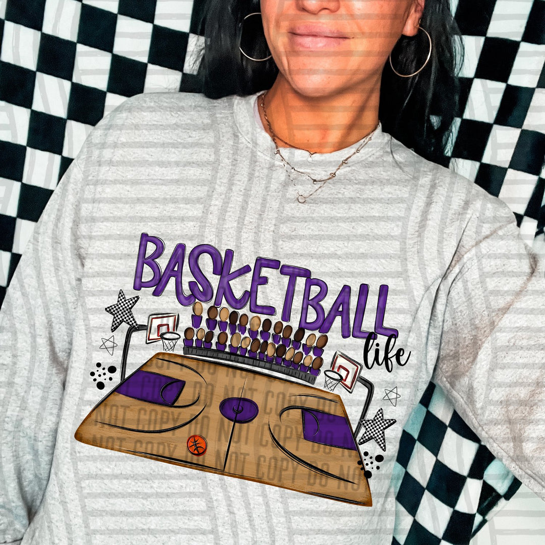 Purple Basketball Life DTF transfer
