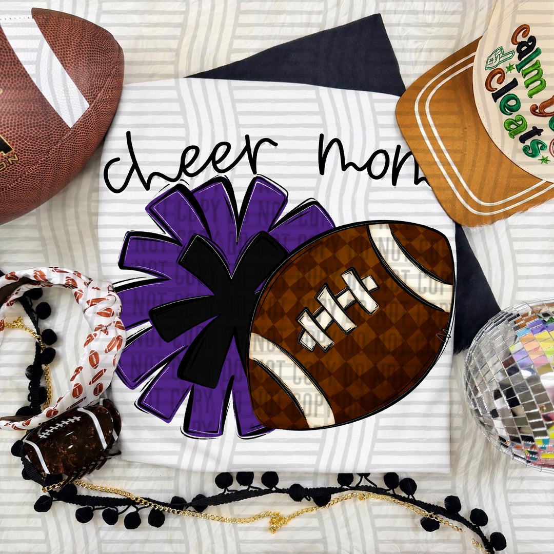 Cheer Mom DTF transfer in Purple & Black
