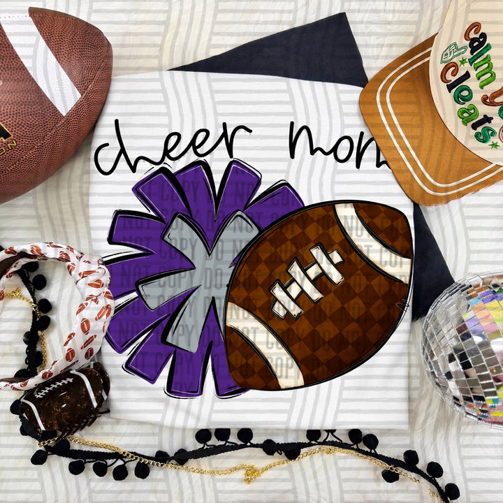Cheer Mom DTF transfer in Purple & Grey