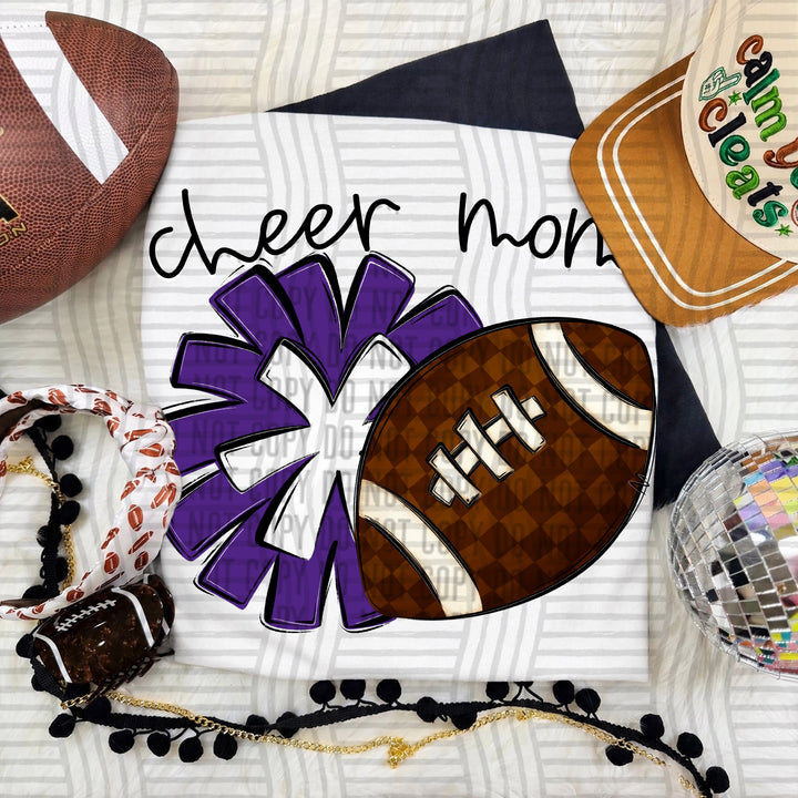 Cheer Mom DTF transfer in Purple & White