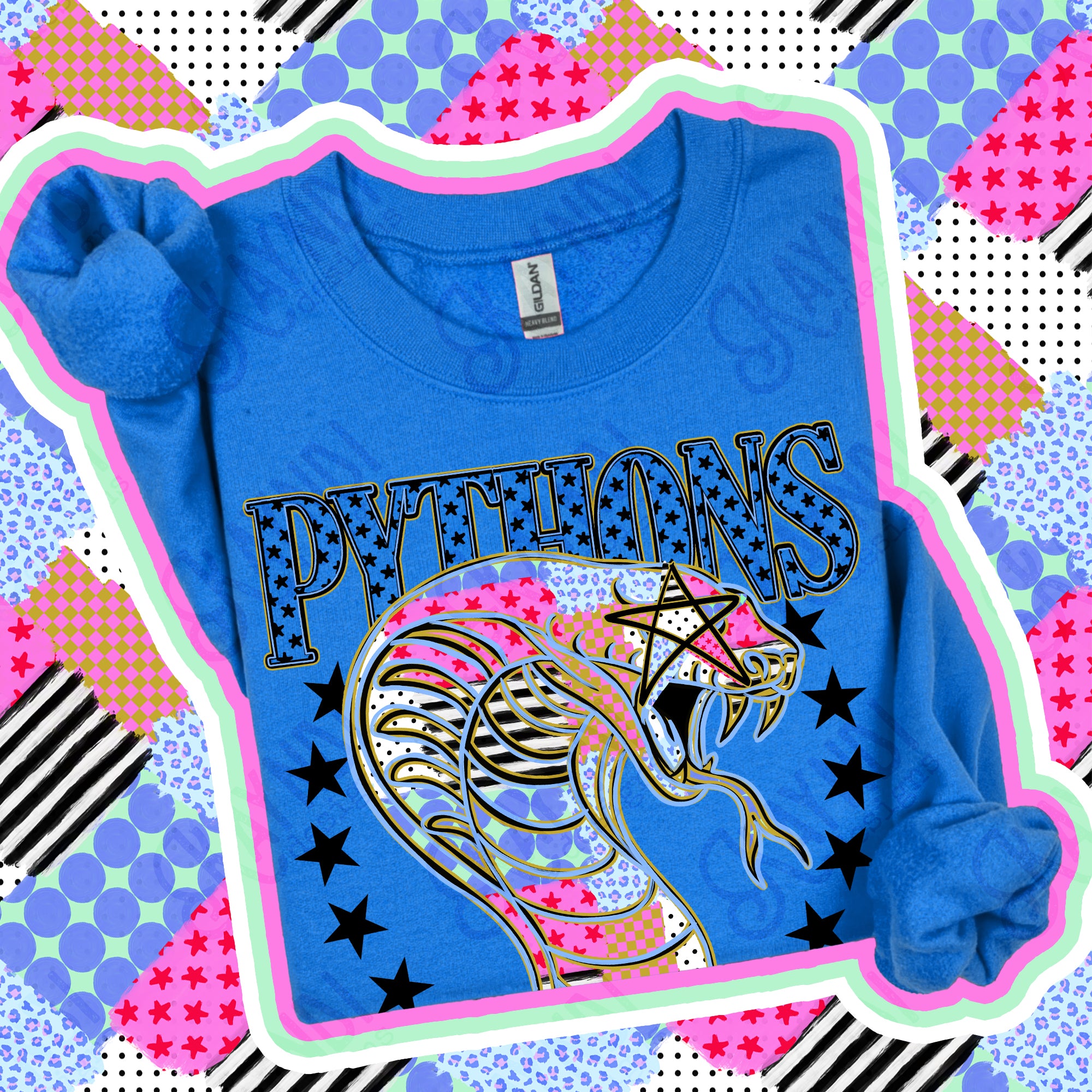 Patchwork Varsity Stars Mascots Pythons design