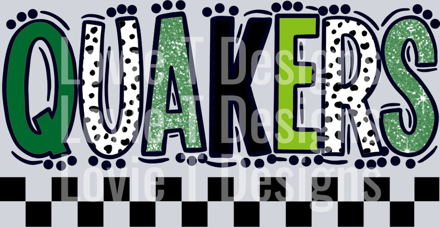 QUAKERS DOODLE DOT LIGHT AND DARK GREEN
