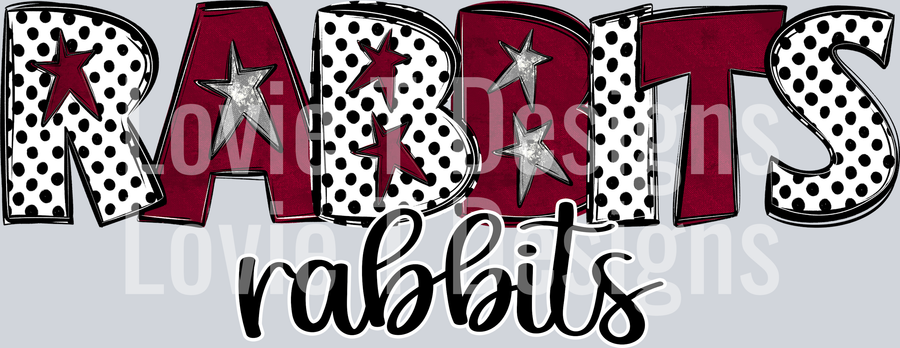 RABBITS SINGLE LINE MAROON AND WHITE STARRY