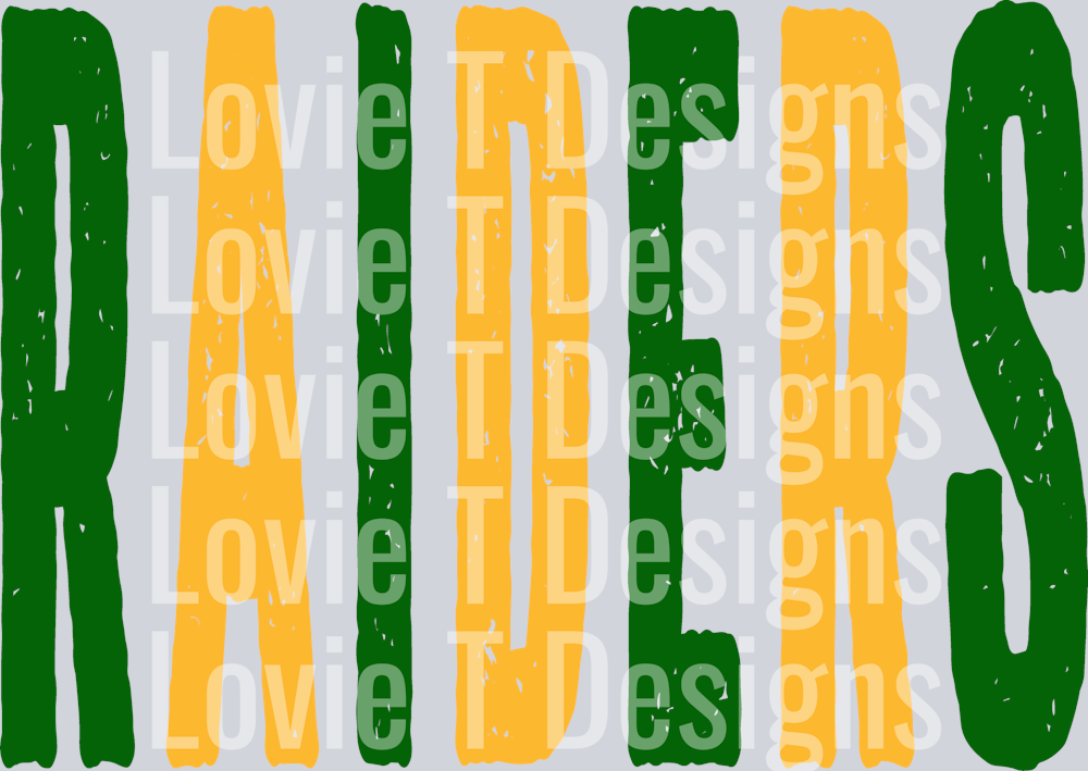 RAIDERS EMERAL GREEN AND GOLD OVERIZED GRUNGE MASCOT