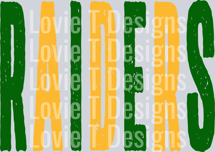 RAIDERS EMERAL GREEN AND GOLD OVERIZED GRUNGE MASCOT