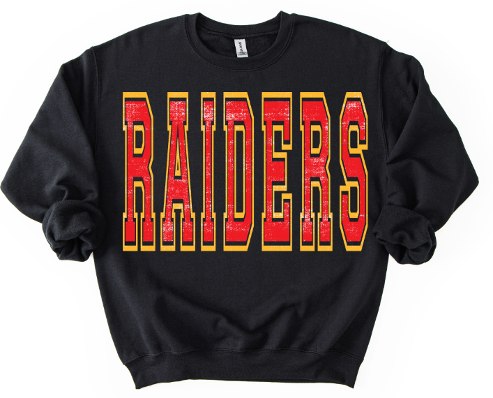 Raiders Red and Yellow Varsity Style DTF transfer design – image 1