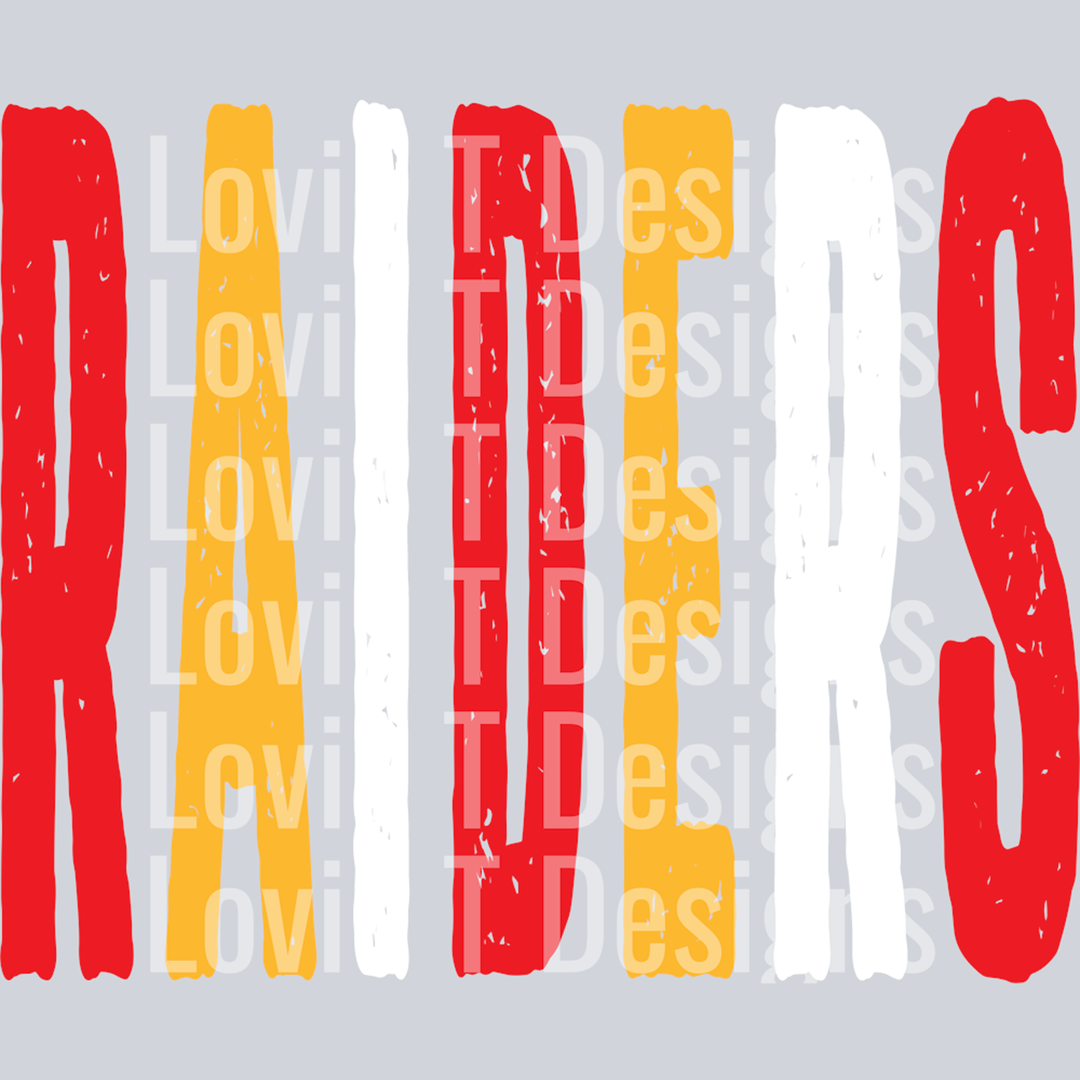 Raiders Red Yellow and White Grunge Mascot – DTF Transfer