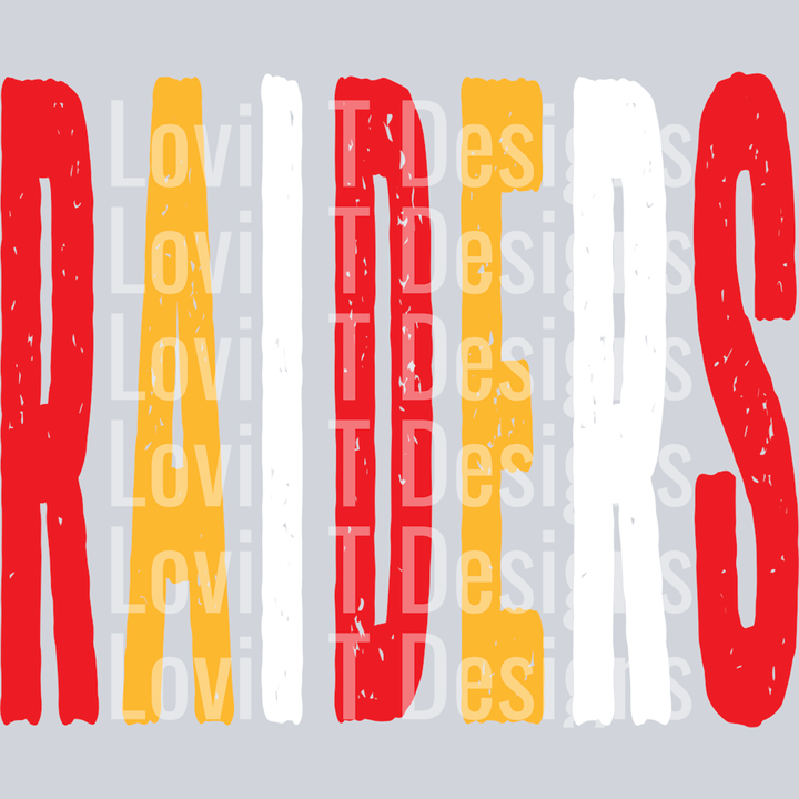 Raiders Red Yellow and White Grunge Mascot – DTF Transfer