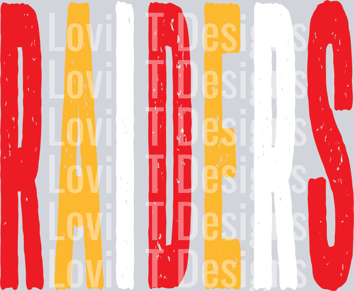 RAIDERS RED YELLOW AND WHITE GRUNGE MASCOT
