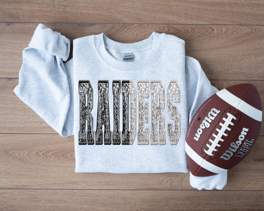 RAIDERS SPLIT SEQUIN BLACK AND WHITE