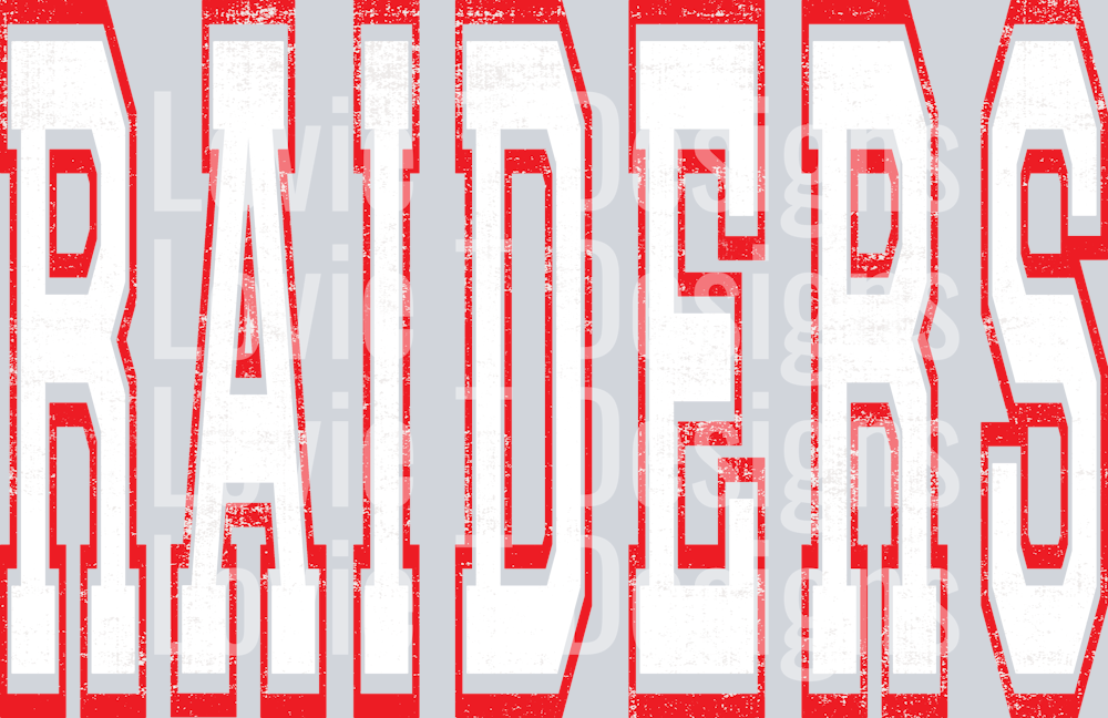 RAIDERS WHITE AND RED GRUNGE MASCOT